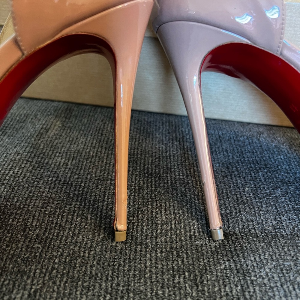Christian Louboutin Iriza Nude Patent Leather Pointed-Toe Stiletto Pumps - Picture 8 of 11